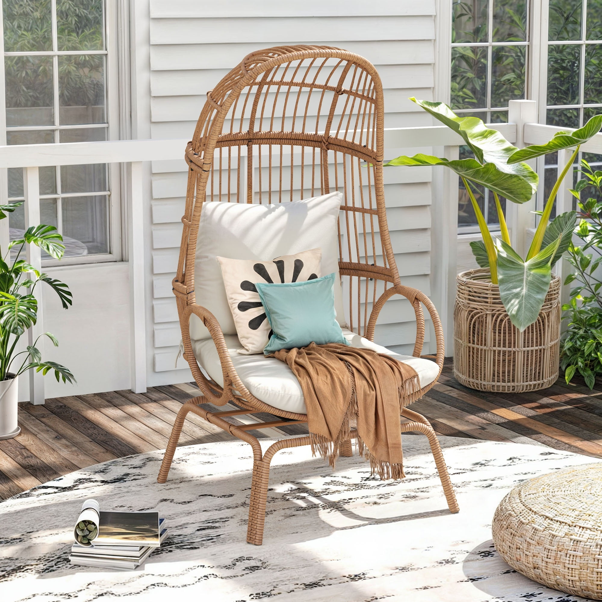 ventura boho stationary wicker egg chair