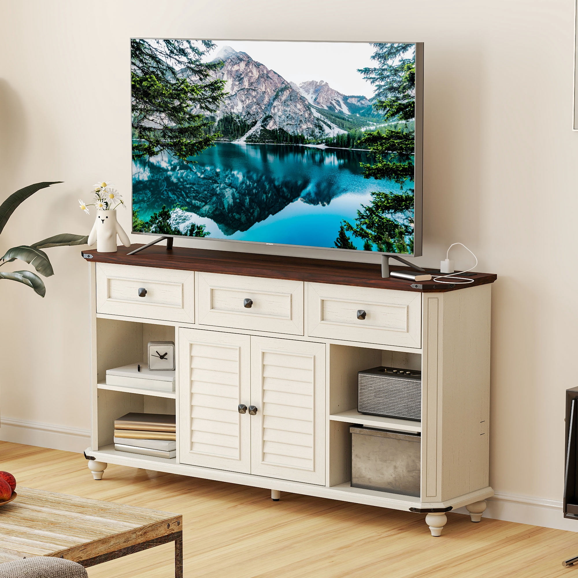 Uforic TV Stand for 65" with Drawers, Entertainment Center for Living Room,TV Media Console Cabinet