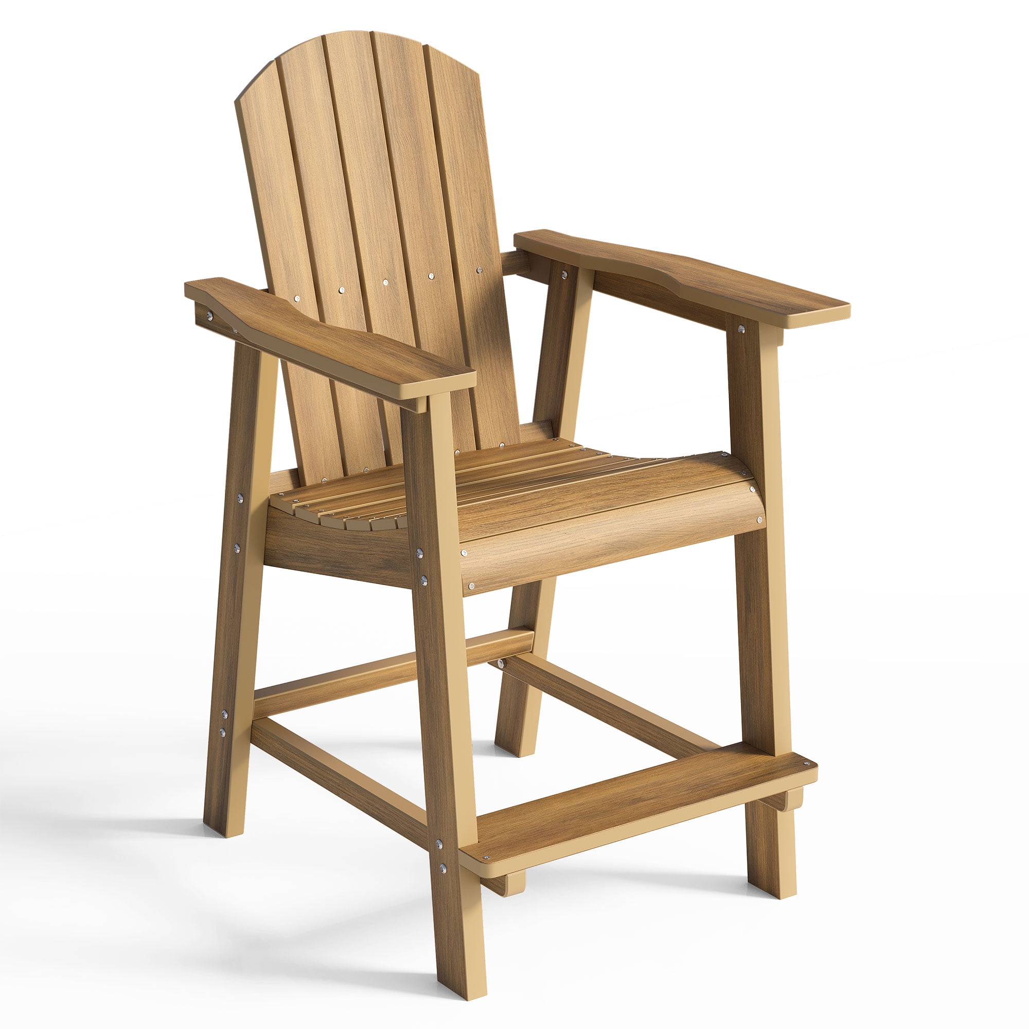Uforic Tall Adirondack Chair - Poly Bar Height Balcony Seating, HIPS High Back Outdoor Chairs, Bar Stools Lifeguard Chair for Balcony Deck Pool Patio - Brown
