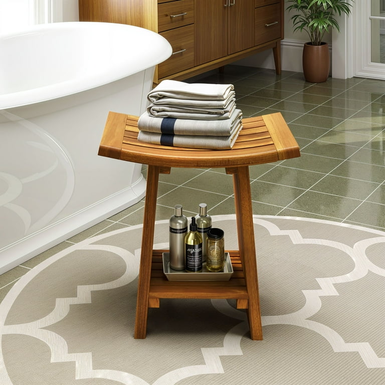 Walmart Redmon Teak Shower Bench Non Slip Shower Stool