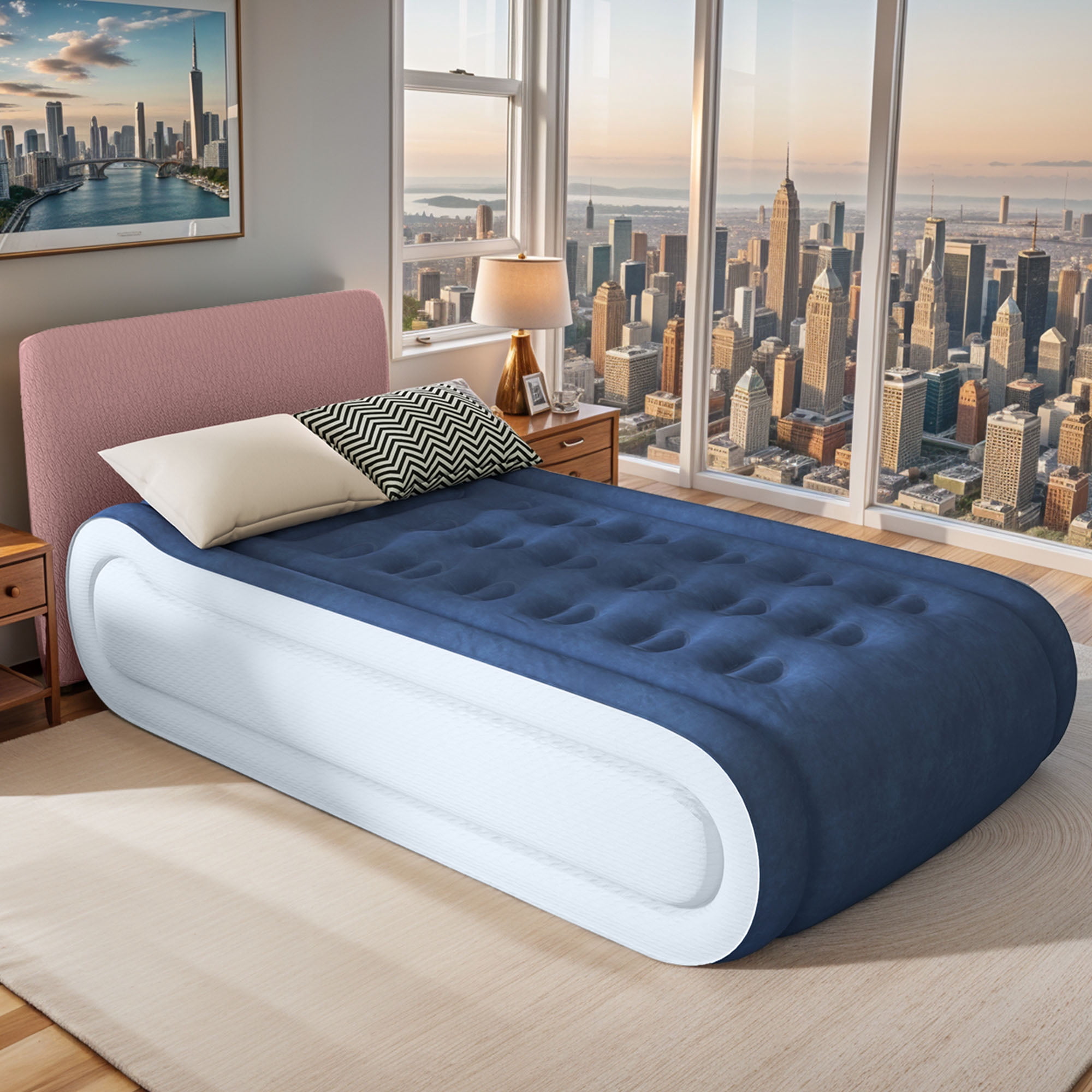 Uforic Twin Air Mattress,Luxurious Velvet Surface, Unsurpassed Body Support, Ergonomic Design with Integrated Pillow, Emergency Repair Kit, and Rapid Inflation/Deflation