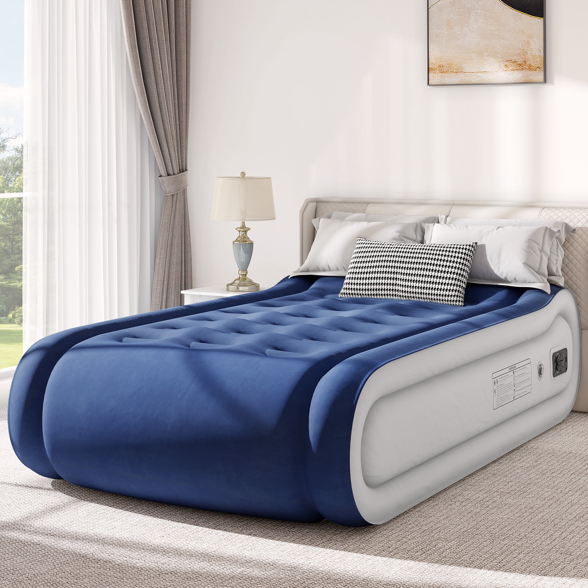 Uforic Twin Air Mattress with Plush Velvet Top, Supportive Ergonomic Design, Built-in Pillow, Emergency Repair Kit, and Quick Inflation & Deflation