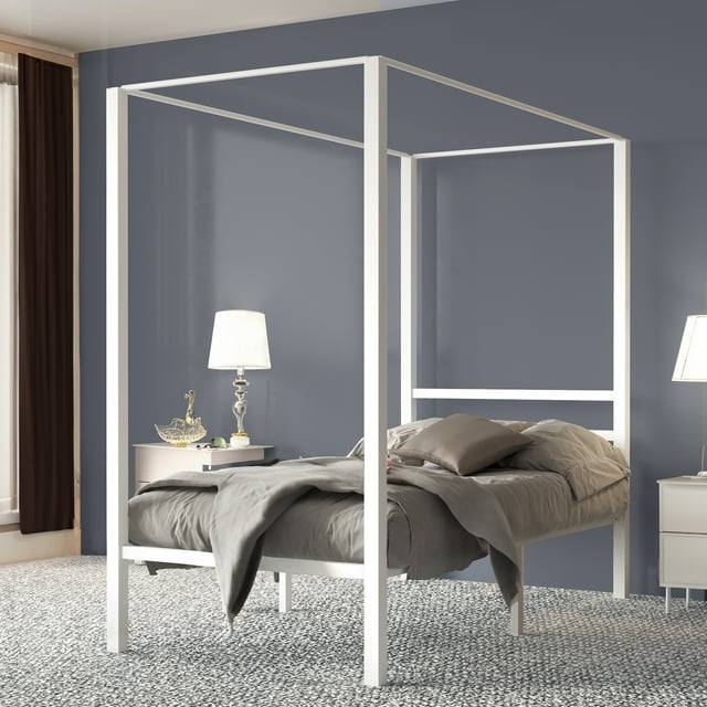 Uforic 14inch 4 Poster Twin Size Metal Canopy Bed Frame with Headboard