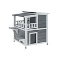 thumbnail image 1 of Uforic Two Story Outdoor Cat House, Cat Shelter Weatherproof Wooden Cat House with Balcony - Gray, 1 of 11