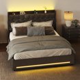 thumbnail image 1 of Uforic Upholstered Bed Frame with Charging Station & Drawers, Queen Size Bed Frame with LED Lights, Gray, 1 of 8