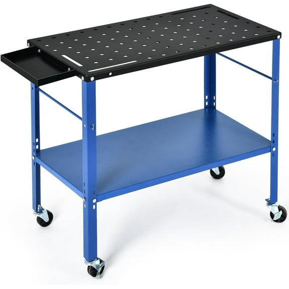 Uforic Welding Table w/360 Degree Swivel Brake Casters, 1200lb Load Capacity Heavy Duty Metal Workbench with 5/8" Holes for Welding Sawing, 36" x 18"