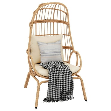 Uforic Wicker Narrow Egg Chair, Patio Rattan Cocoon Basket Chair with 380lbs Capacity