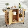 thumbnail image 1 of Uforic Wood Kitchen Storage Cart with Stainless Steel Table, Outdoor Grill Cart with Storage, Natural, 1 of 8