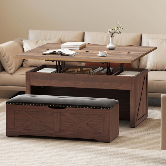 Wood Lift Top Brown Coffee Table