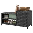 thumbnail image 1 of Uforic Woven Outdoor Pool Storage, Shoe Cabinet with Bench, Multi-Layer Storage - Durable PE Rattan Storage for Garden, Poolside, or Patio (Black), 1 of 9