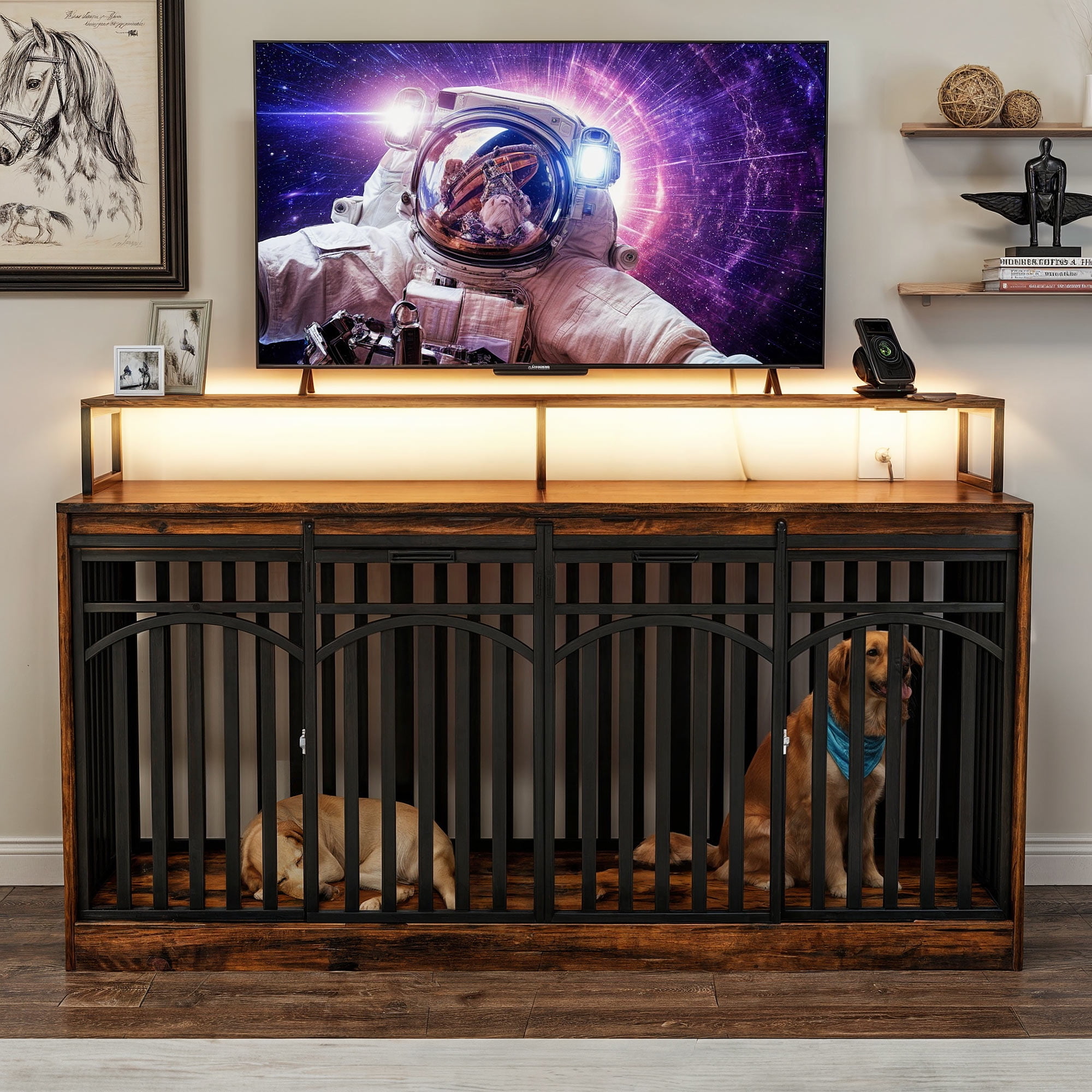 Photo inspiration: Visual Reference: Uforic Xl Heavy Duty Dog Crate Furniture With Led Lighting
