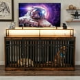 thumbnail image 1 of Uforic XL Heavy Duty Dog Crate Furniture with LED Lighting and Power Outlets, 70" TV Stand Large Metal Dog Kennel - Rustic Brown, 1 of 10