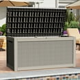 thumbnail image 1 of Uforic XXL 260 Gal Large Deck Box, Outdoor Rattan Storage Box, Waterproof & Lockable ,Light Brown, 1 of 9