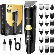 Ufree 3 in 1 Beard Trimmer, IPX6 Waterproof, Cordless Mens Hair Clippers & 22 Piece Grooming Kit , USB-C Rechargeable, LED Display & Travel Lock,Men Gift