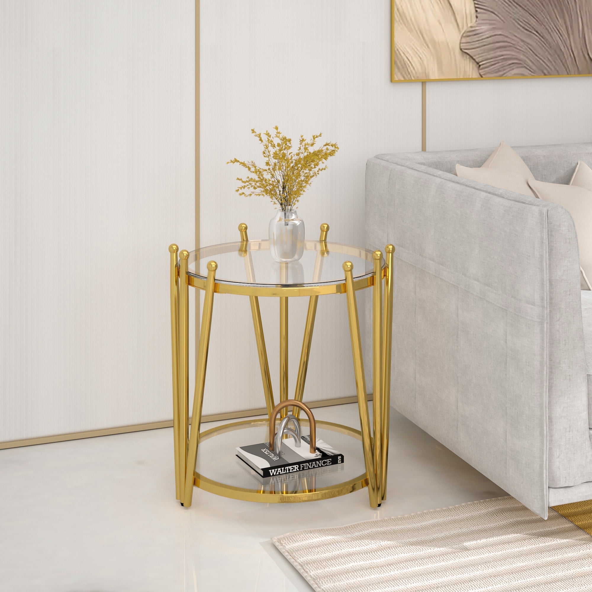 Ufurpie 19.69inch Modern Luxury Gold End Table for Living Room ...