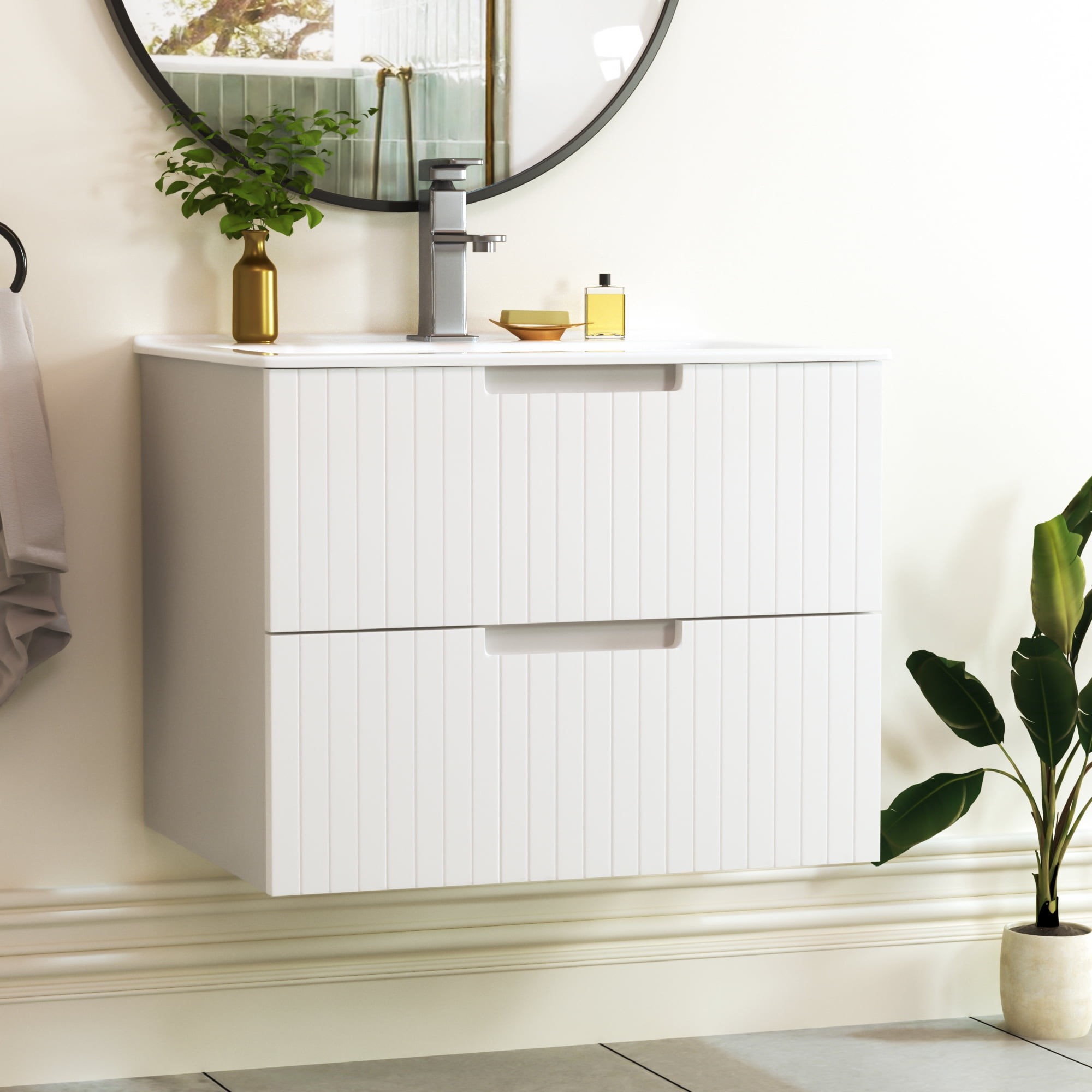 Ufurpie 24 Inch Floating Bathroom Vanity with Ceramic Sink,Modern Bath ...