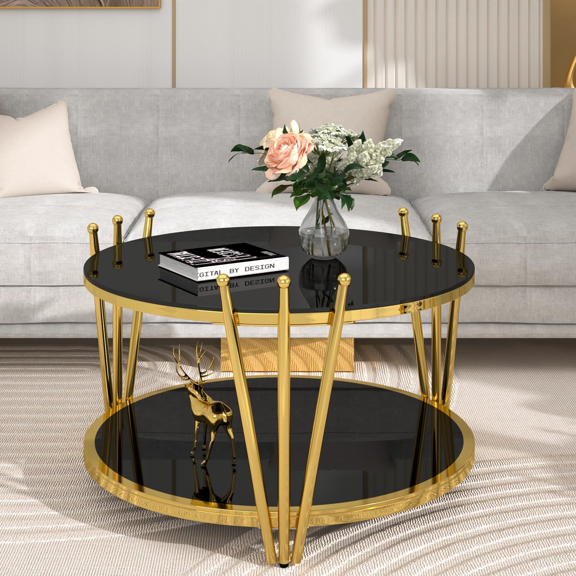 Ufurpie 31.5inch Modern Luxury Gold Coffee Table for Living Room