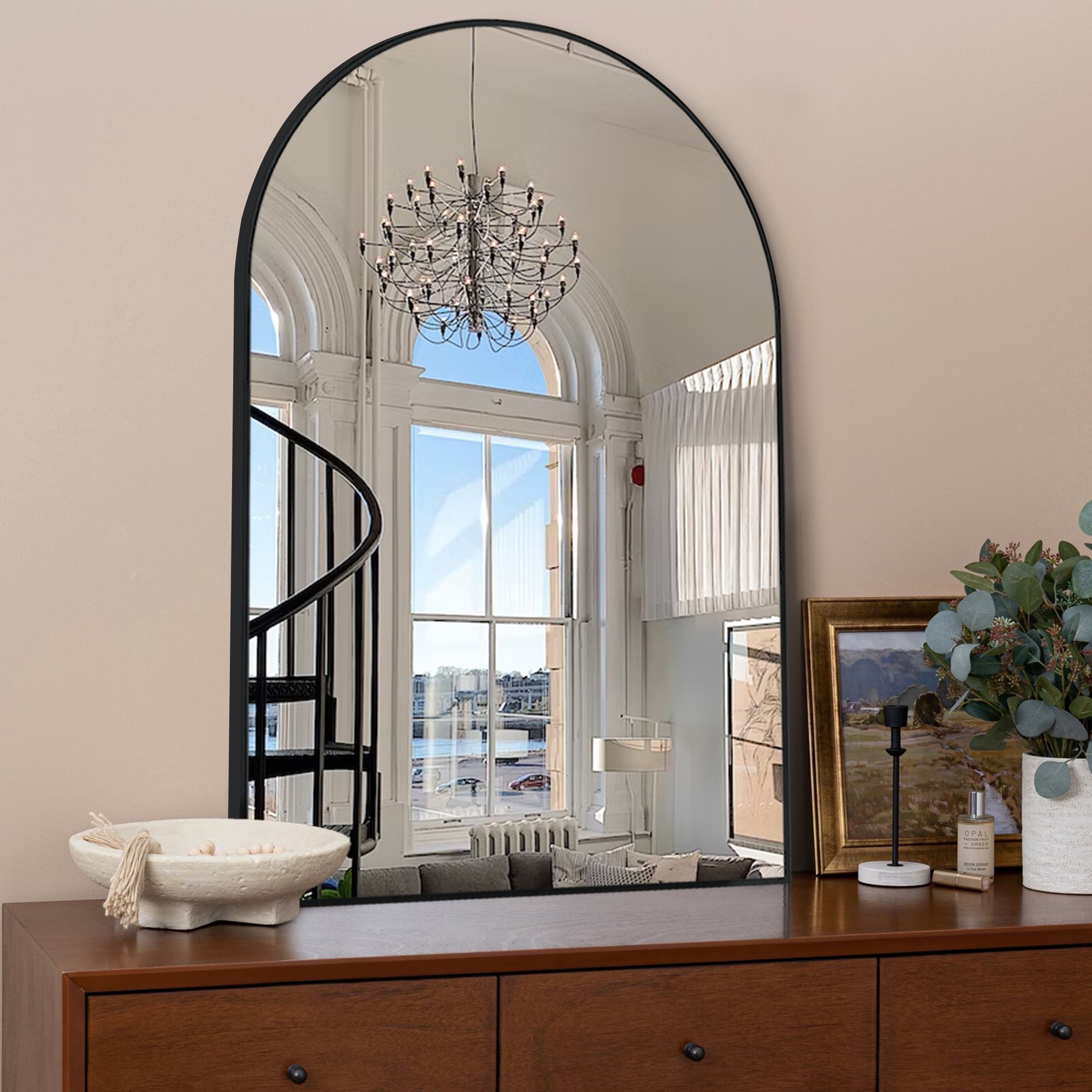 Ufurpie 36"x 24" Arched Bathroom Mirror,Wall Mounted Mirror,Vanity