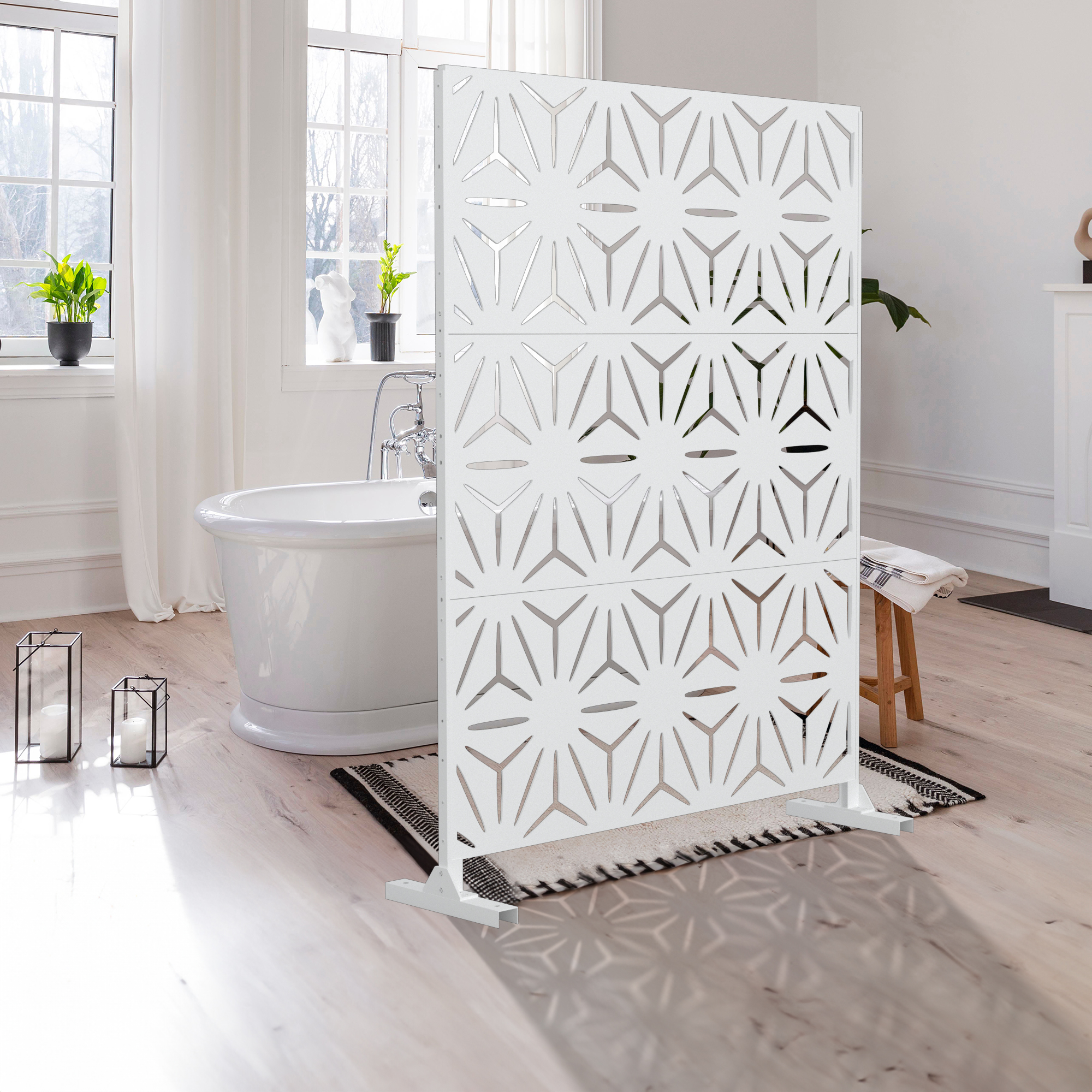 4 Panels Patio Outdoor Privacy Screen Room Divider Brown Resin Wicker Weather Resistant