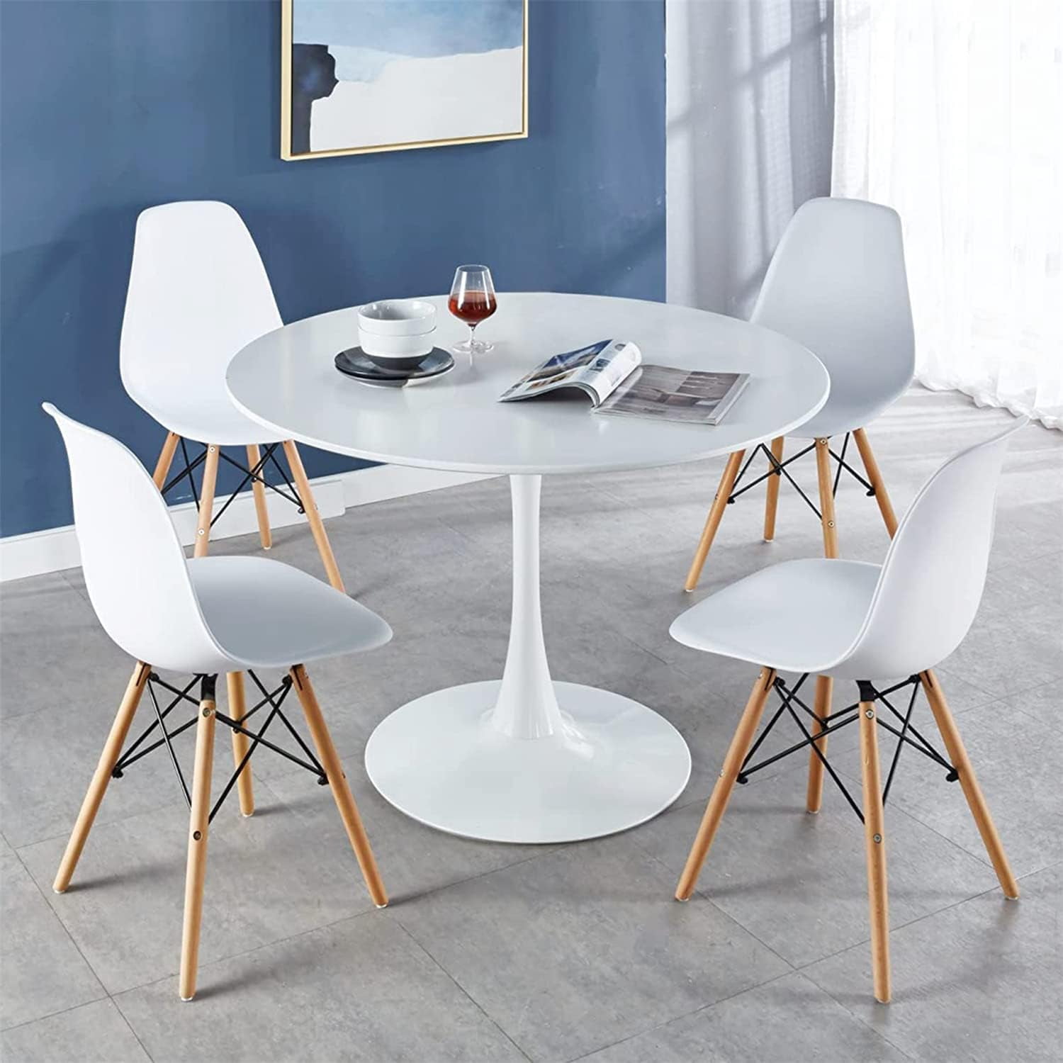 Ufurpie 5-Piece Round Dining Table Set,31.5" Mid-Century Modern Kitchen ...