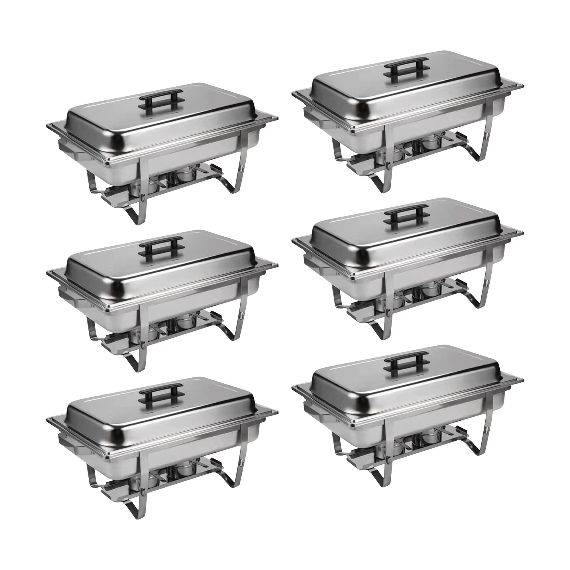 6 Pack 9 QT Stainless Steel Buffet Chafing Dish Set