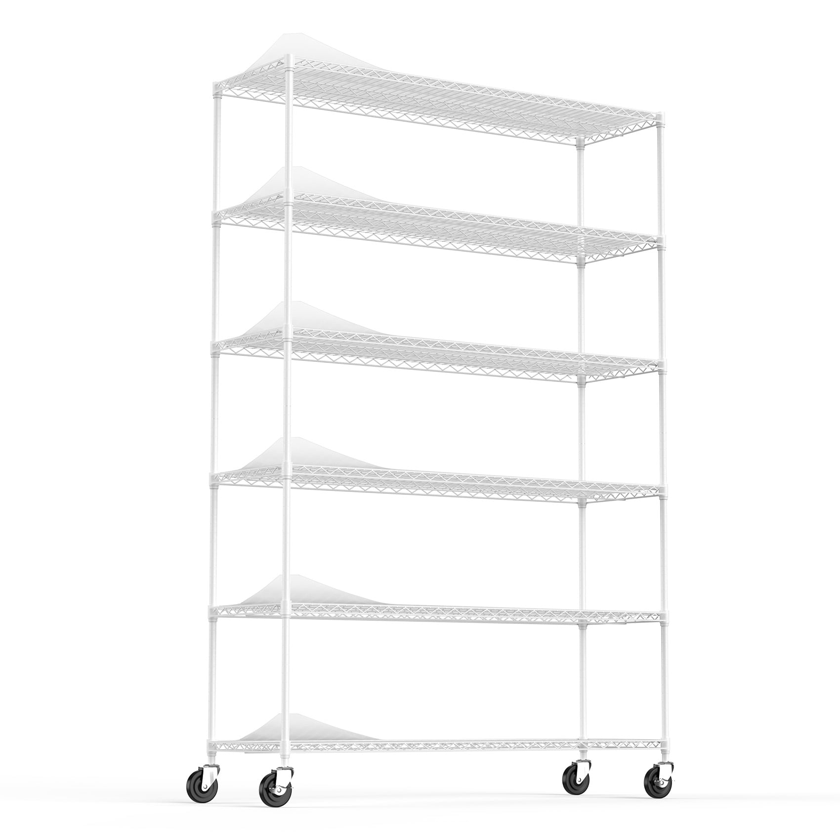 6 Tier NSF Wire Shelf Shelving Unit, 18 x 48 x 82 In 6000lbs Capacity Heavy  Duty Adjustable Storage Metal Rack with Wheels/Leveling Feet & Shelf