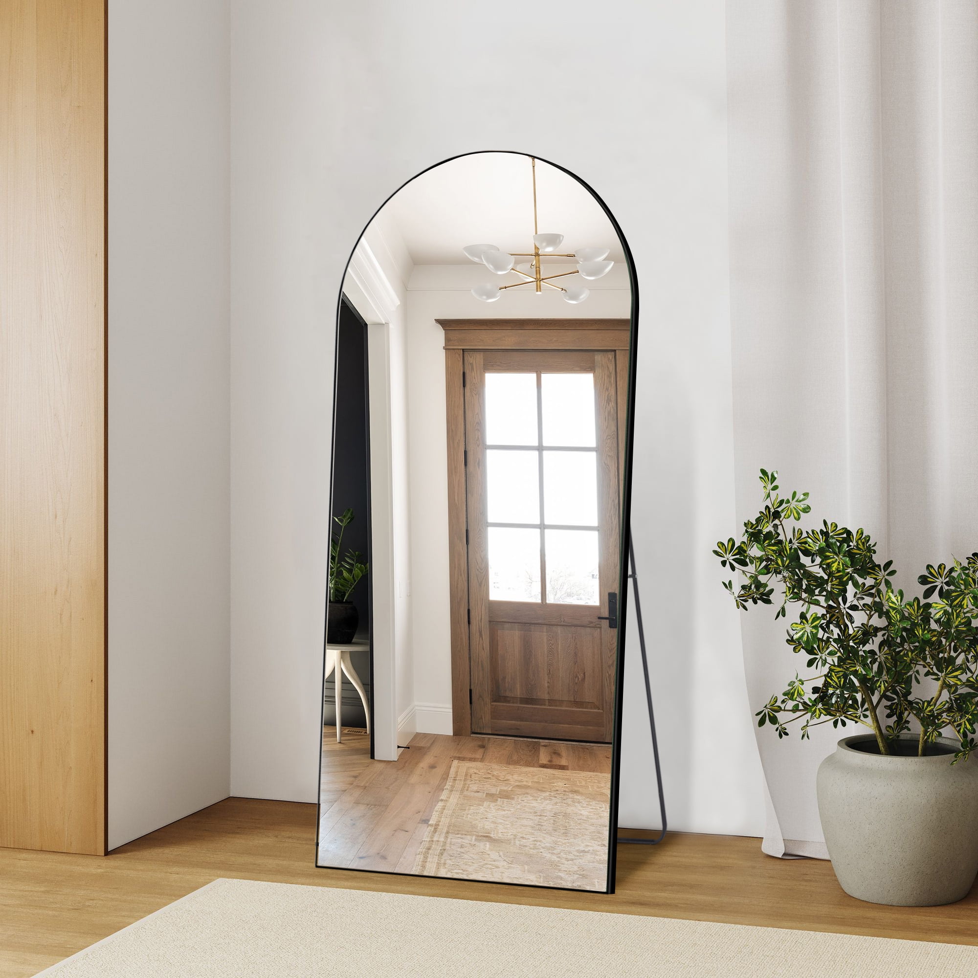 Ufurpie 64.2"x21.3"Arched Full Length Mirror with Stand Aluminum Alloy