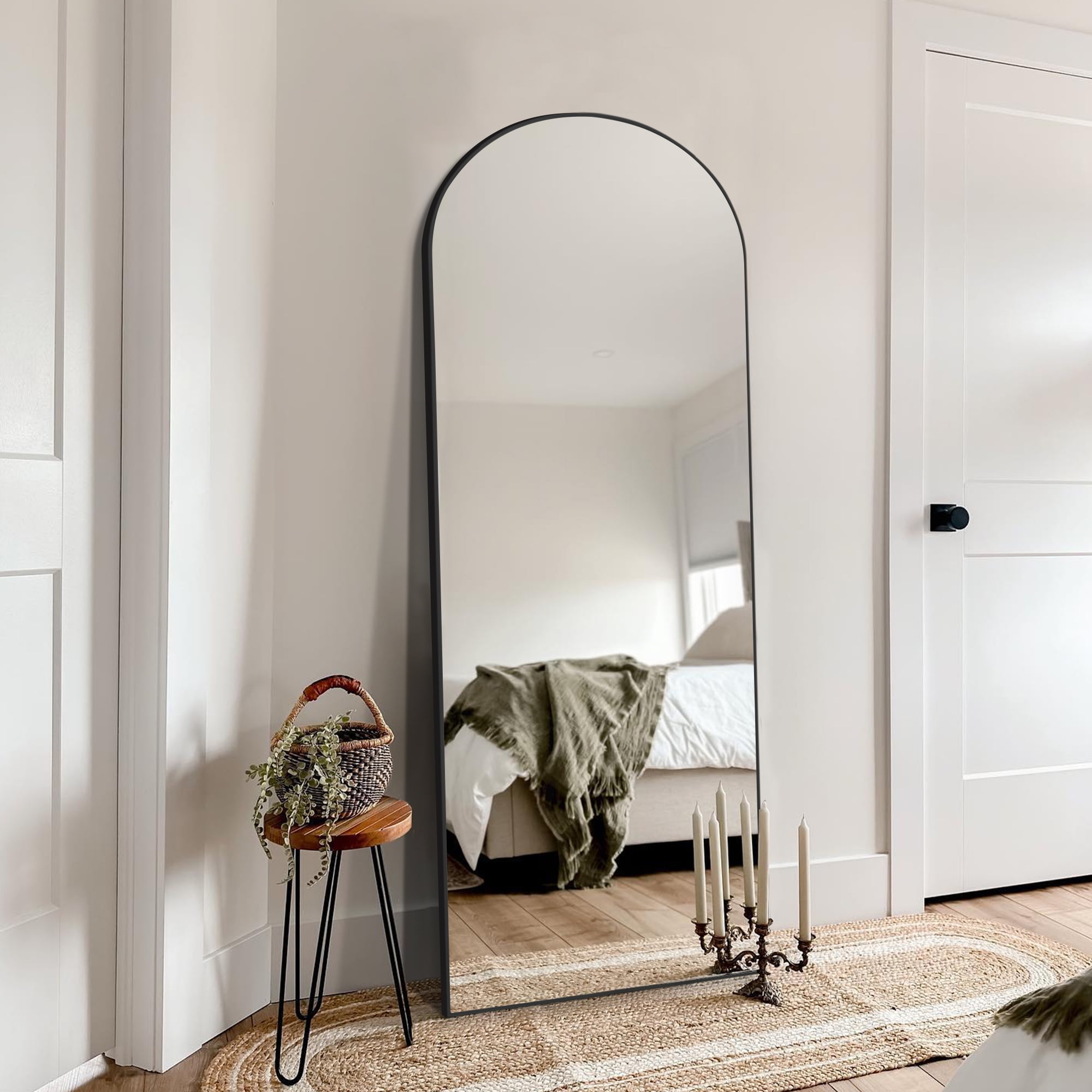 Ufurpie 64"x21"Arched Full Length Mirror with Stand Aluminum Alloy ...