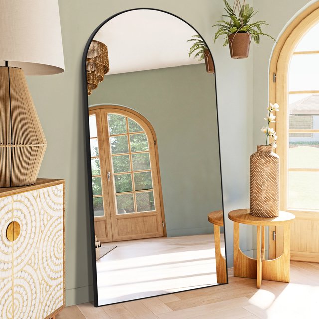 Ufurpie 71"×32" Arched Large Full Length Mirror with Stand Brushed