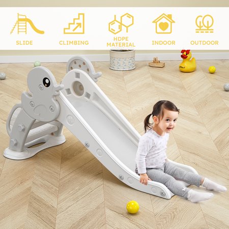 Ufurpie Kid Slide for Toddler Age 1-3 Indoor/Outdoor,Baby Playground Slide Climber,Kids Slide,Gray