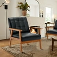thumbnail image 1 of Ufurpie Mid-Century PU Leather Armchair, Black, 1 of 14