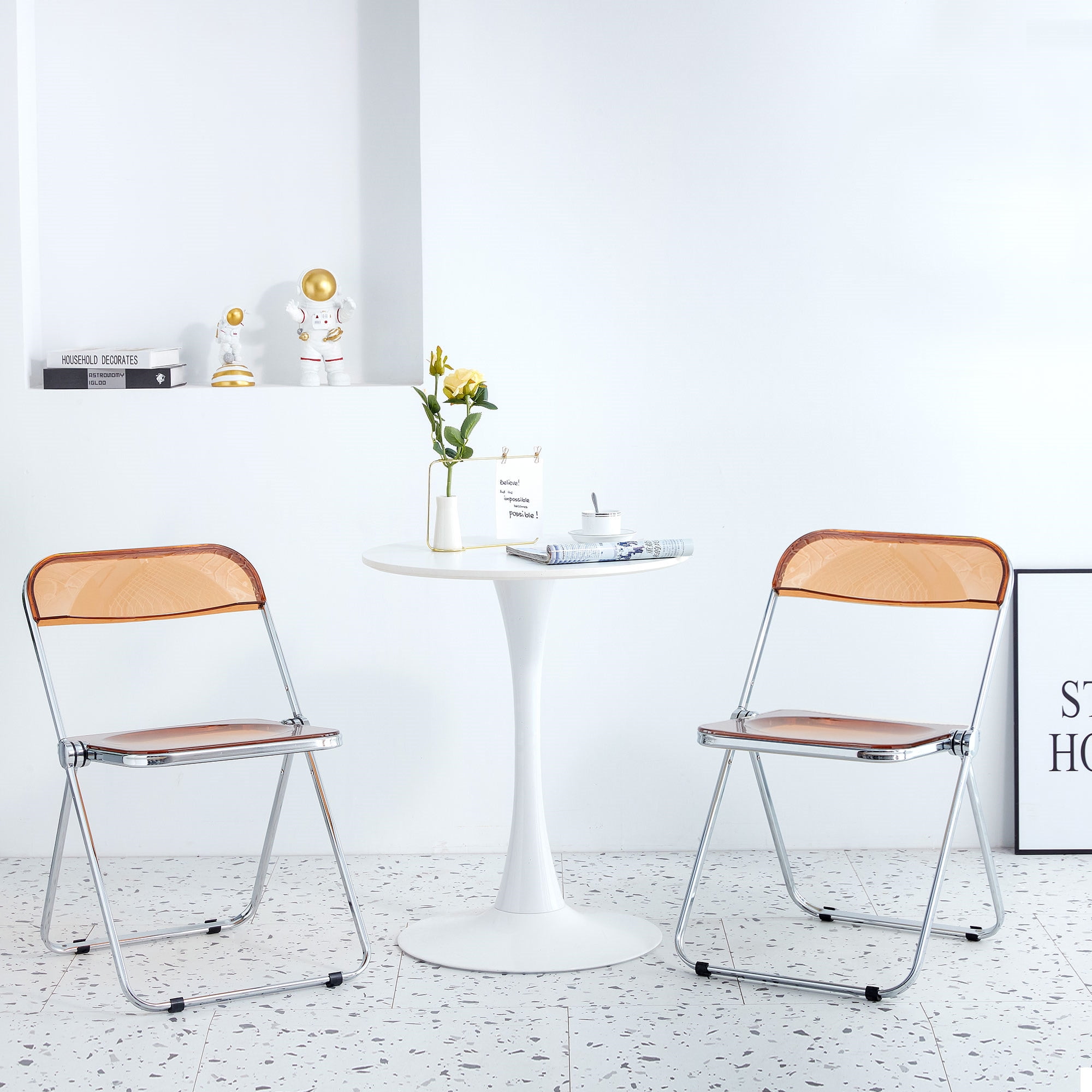 Ufurpie Modern Clear Acrylic Folding Chair,Plastic Stackable Chair