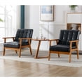 thumbnail image 1 of Ufurpie Set of 2 Accent Chairs with Side Table, Mid Century Modern PU Leather Chair,Armchair for Living Room,Bedroom,Office,Black, 1 of 15