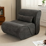 Ufurpie Soft Pellet Velvet Recliner,Modern Design Lounge Chair with Waist Pack Padding,for Living Room,Bedroom,Office,Dark Gray
