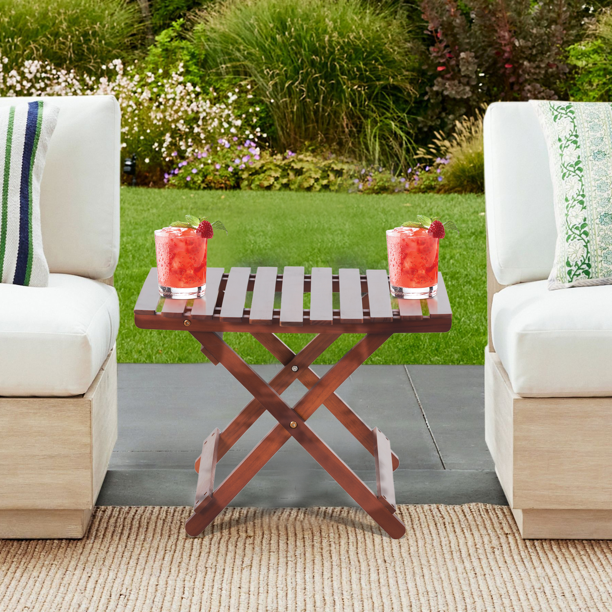 Ufurpie Wooden Outdoor Folding Table,Portable Patio &Garden Table,Small