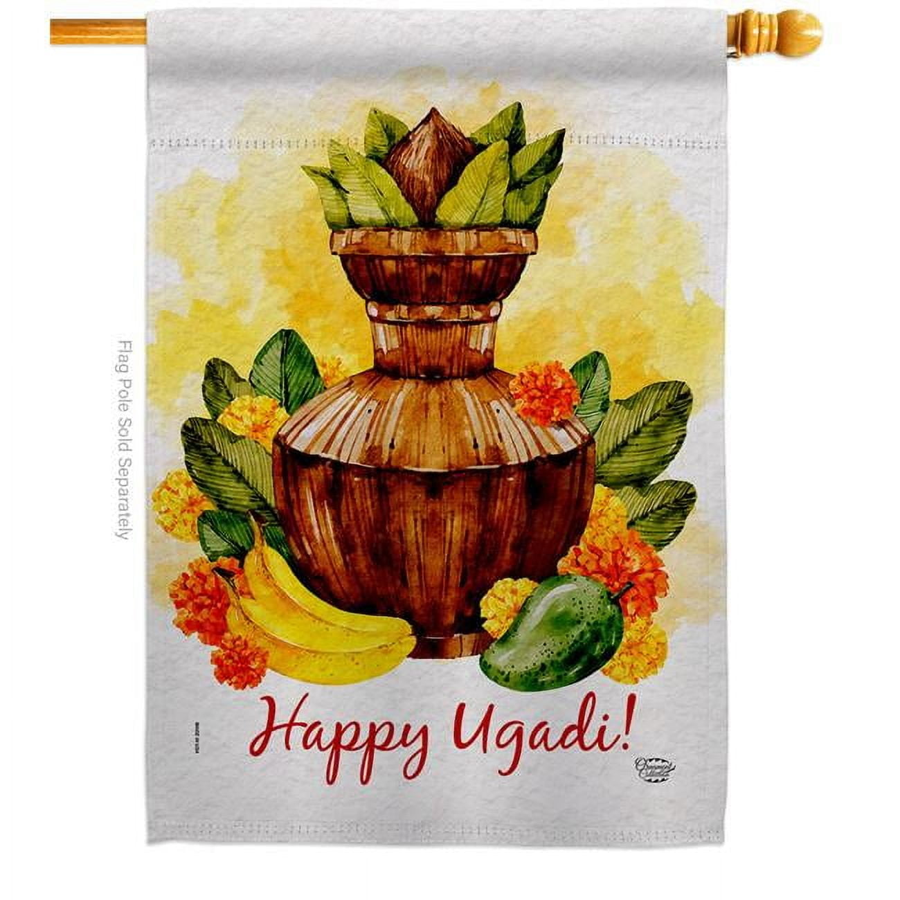 Large Multi-Color Polyester Ugadi Celebration House Flag