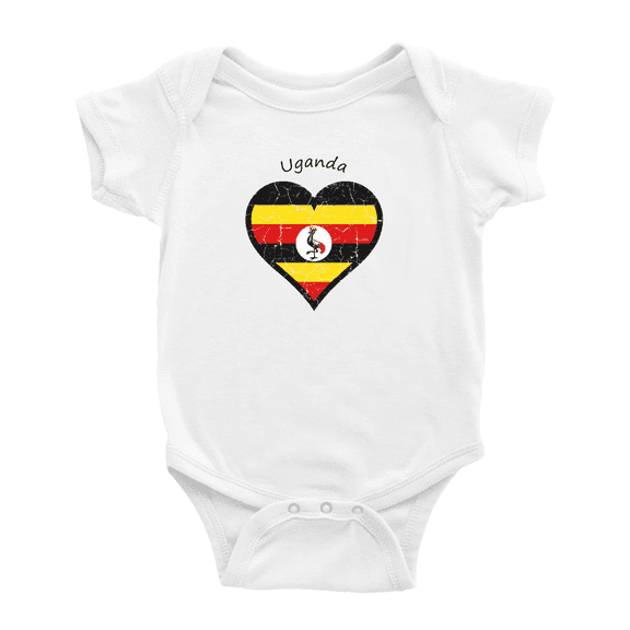 Uganda Flag Heart Love Cute Baby Clothing Bodysuits Boy Girl Clothes