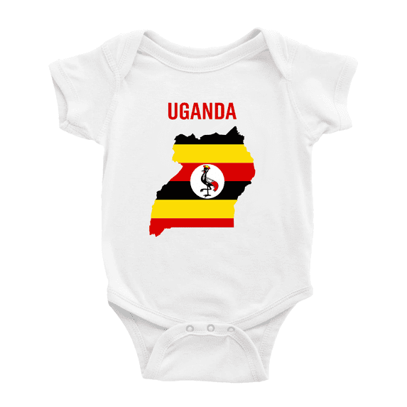 Uganda Map Flag Boy Girl Bodysuits (White, 0-3 Months)