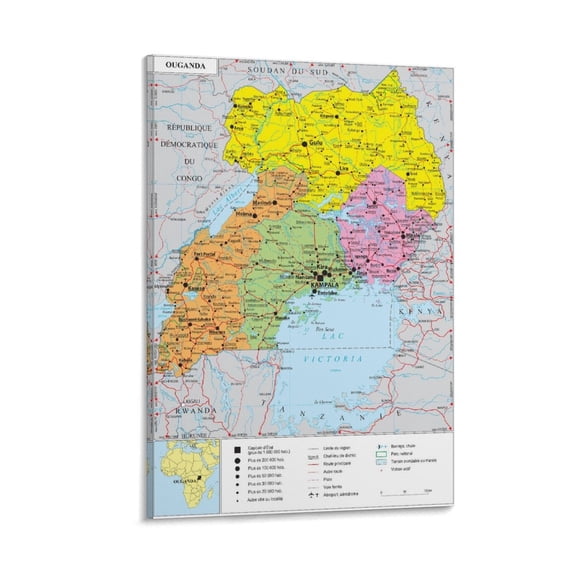 Uganda Map Posters Posters Art Print Wall Photo Paint Poster Hanging Picture Family Bedroom Decor Gift 20x30inch(50x75cm)