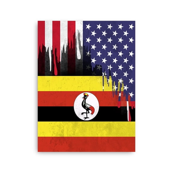 Ugandan American Flag Wall Art Friendship USA Uganda Roots Posters - 24X36 Inch Unframed