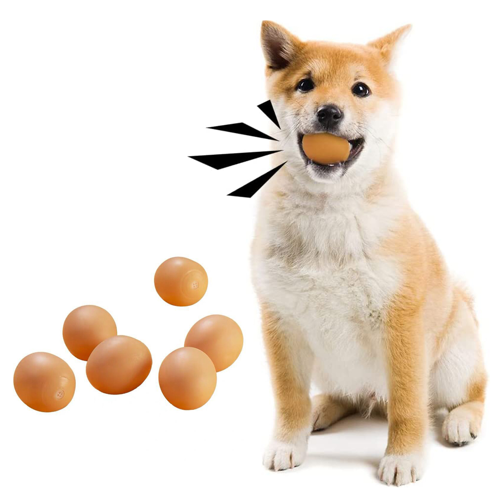 Ugerlov Dog Egg Toy, 6pcs Soft Rubber Dog Ball Toy Interactive Puppy