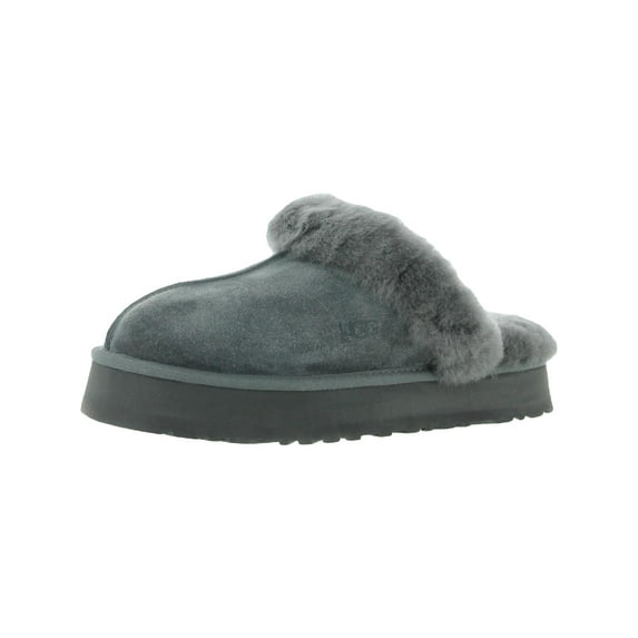 Ugg Disquette Women's Leather Fur Lined Chunky Slide Slippers