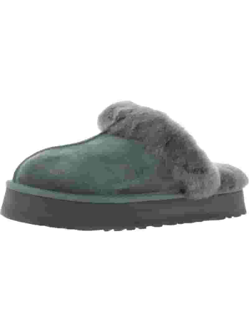 Ugg Disquette Women's Suede Slip-On Fur-Lined Chunky Slide Ugg Disquette Women's Suede Slip-On Fur-Lined Chunky Slide