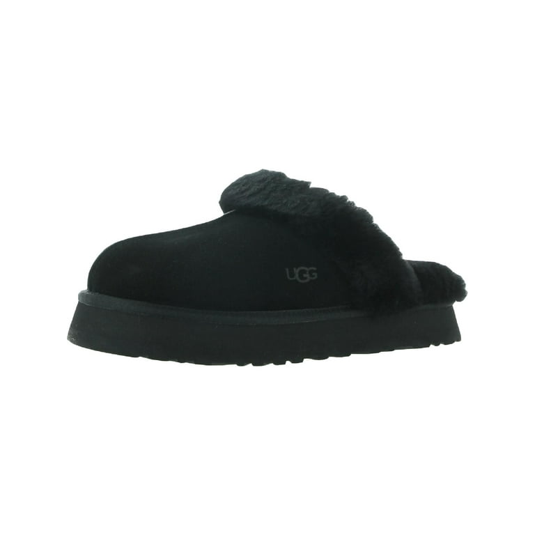 Fluffy Slides Ugg Slides Women Black Slide Slippers Black Furry