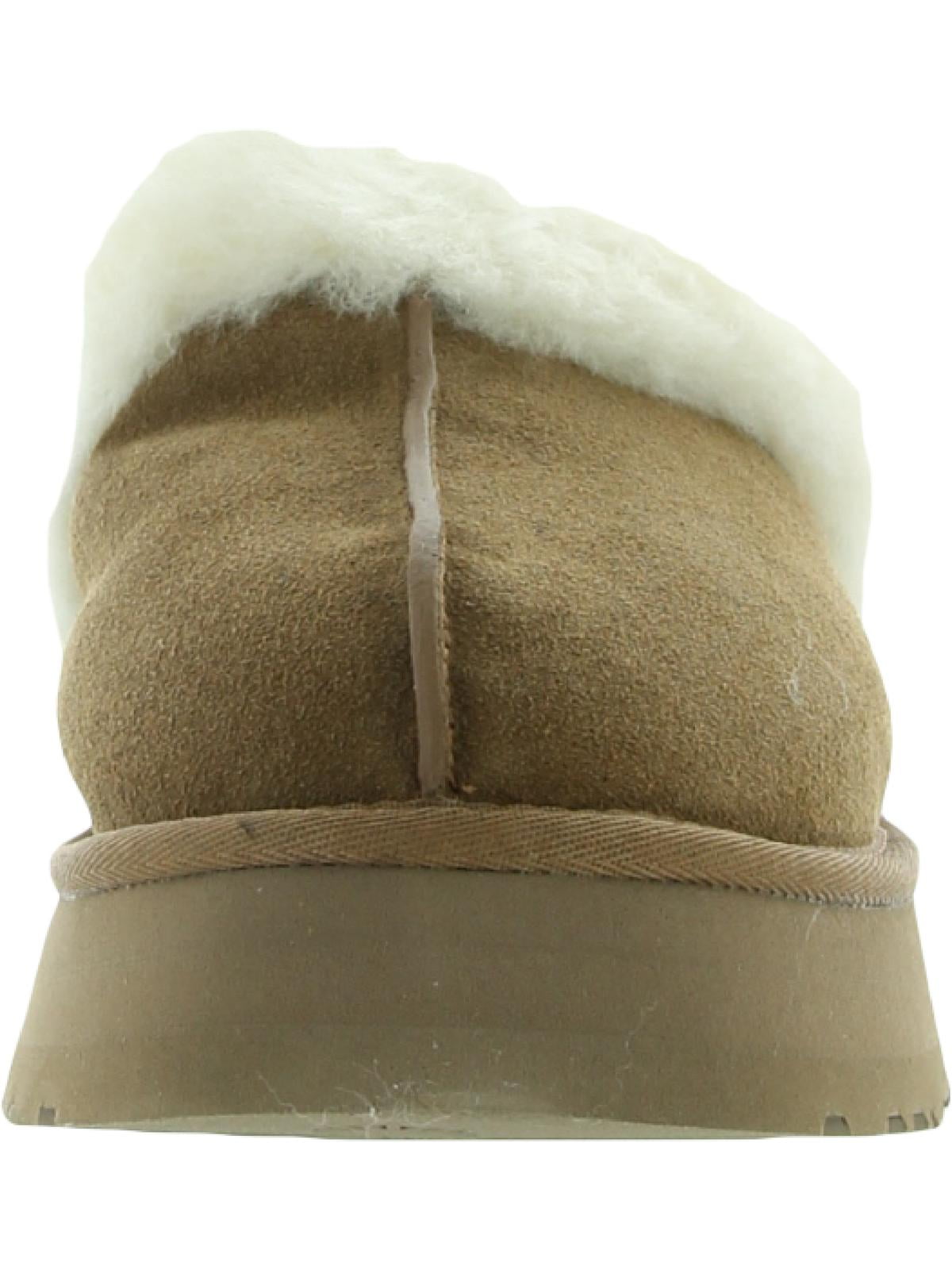 Ugg Women's Disquette Suede Fur Lined Chunky Slide Slippers