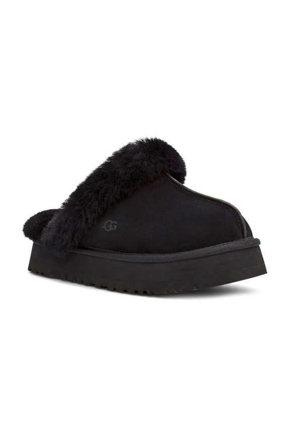 Disquette Women's Leather Fur Lined Chunky Slide Slippers