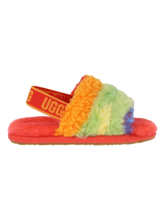 Toddler's UGG Fluff Yeah Slide Cali Collage Rainbow Stripes (1119841T-RSTR) - 11