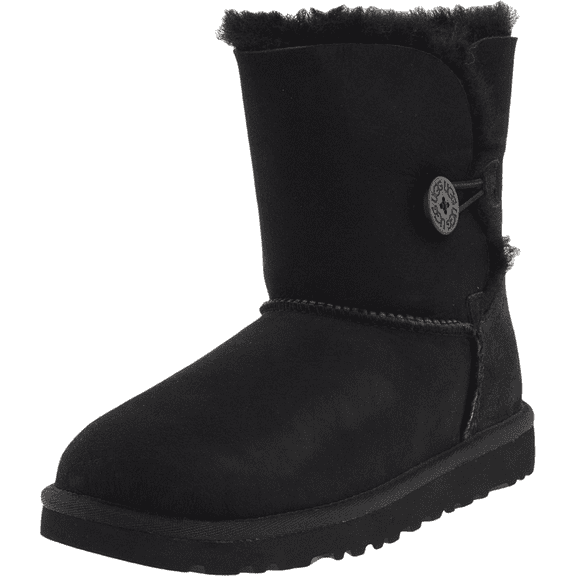 Ugg Girl's Bailey Button T Black Mid-Calf Wool Snow Boot - 8M
