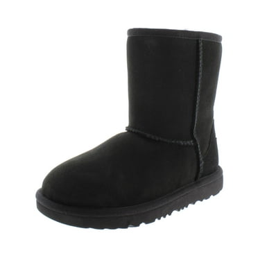Ugg Girls Classic II Sede Shearling Winter Boots Black 5 Medium (B,M) Big Kid
