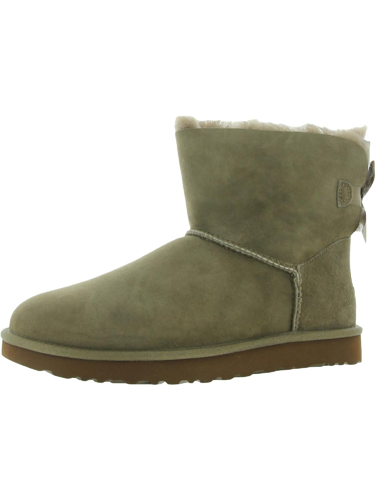 Ugg Mini Bailey Bow II Women s Suede Fur Lined Booties with Satin